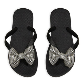 CRYSTAL BOW FLIP FLOP SANDALS - SANDALS