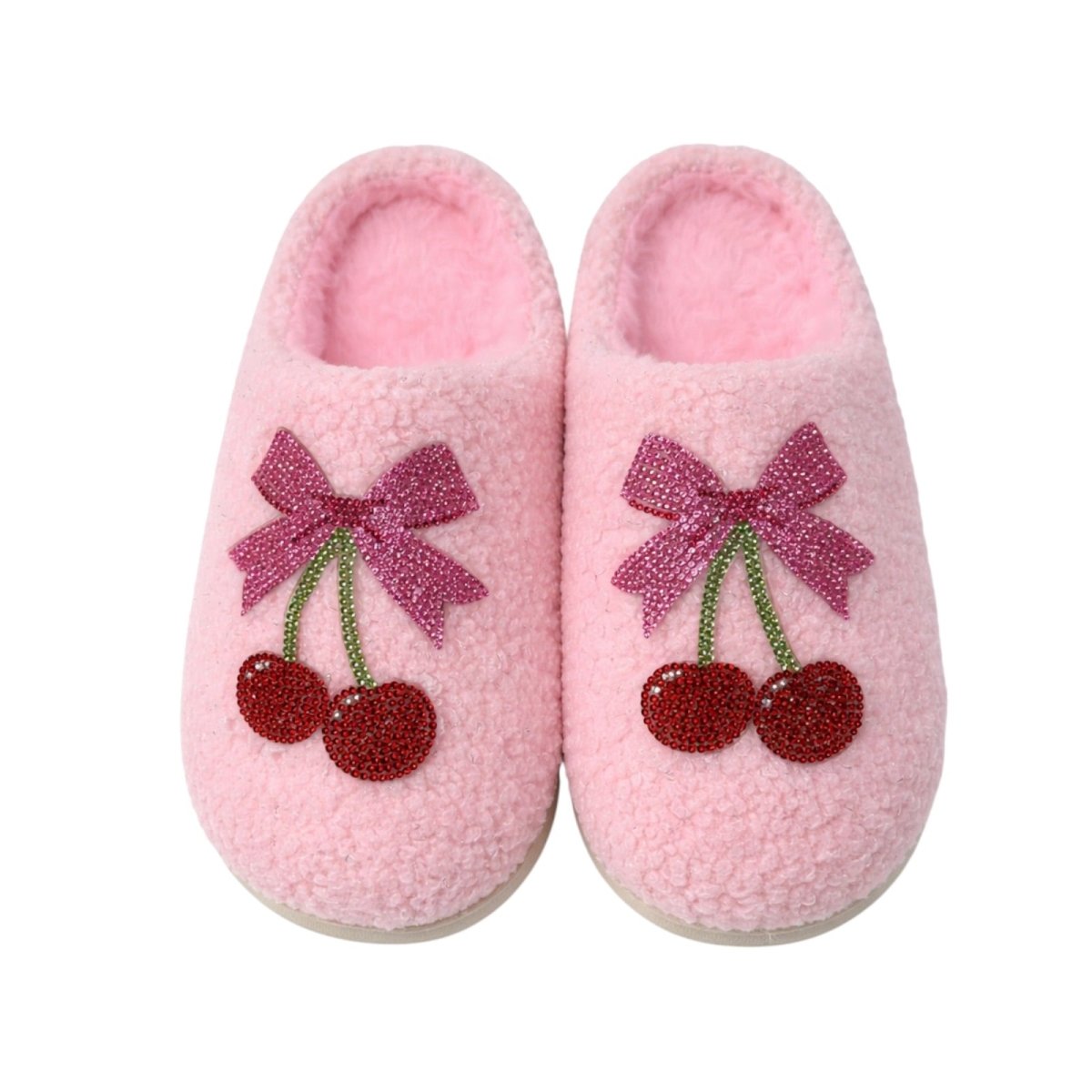 CRYSTAL CHERRY BOW SLIPPERS - BARI LYNN