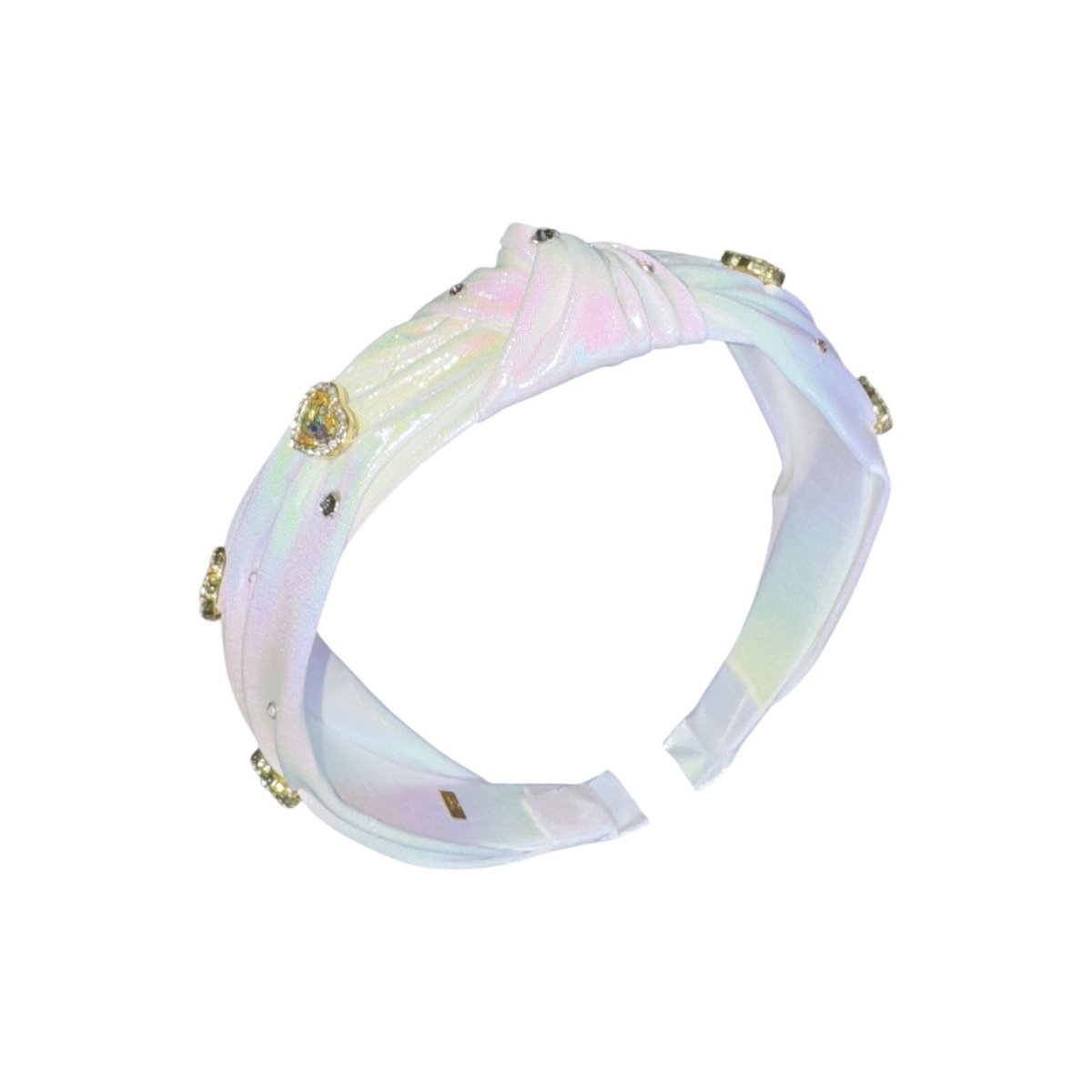 CRYSTAL HEART IRIDESCENT KNOT HEADBAND - BARI LYNN
