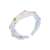 CRYSTAL HEART IRIDESCENT KNOT HEADBAND - BARI LYNN