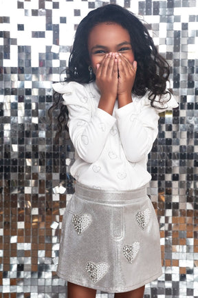 CRYSTAL HEART PUFF SLEEVE LONG SLEEVE TOP (PREORDER) - MINI DREAMERS