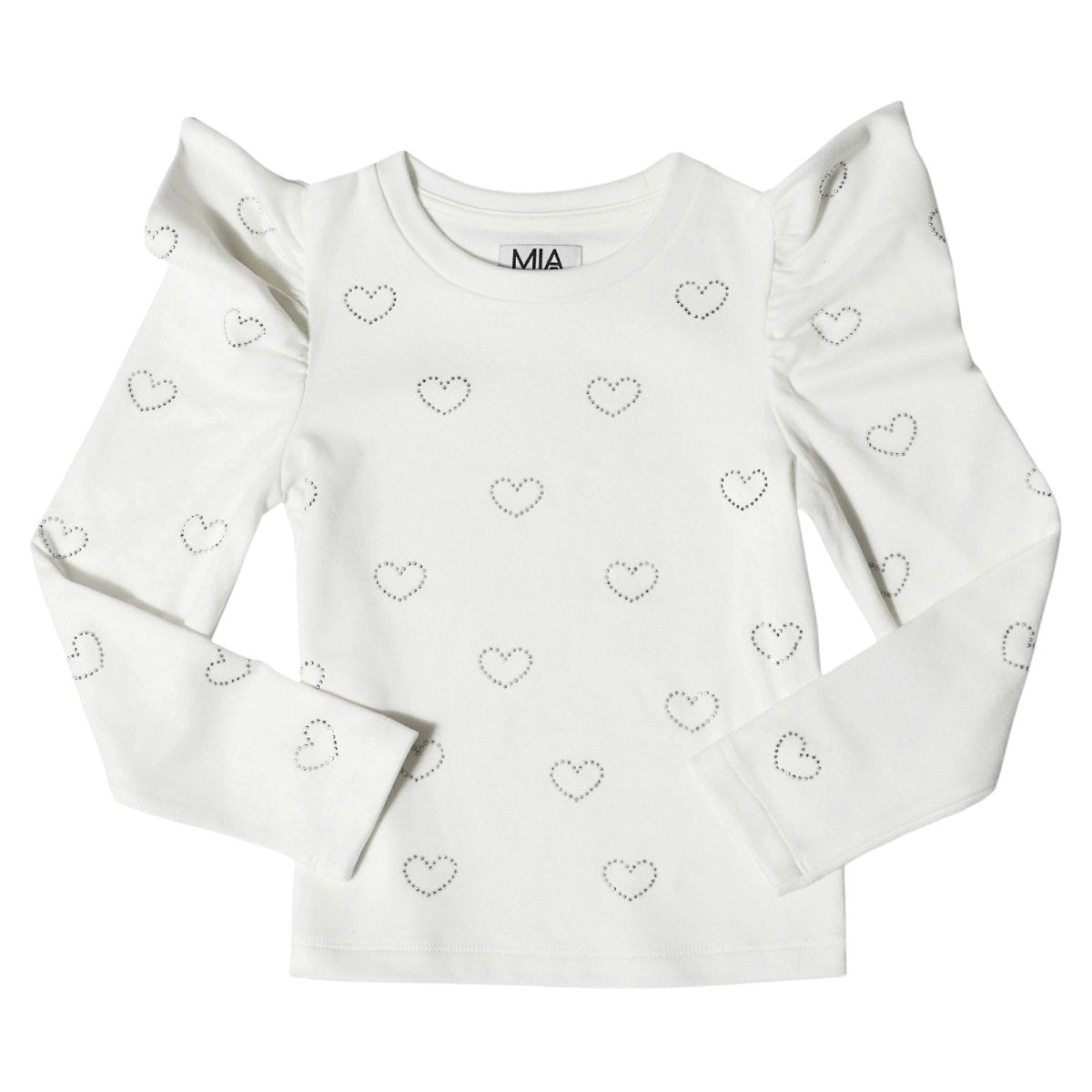 CRYSTAL HEART PUFF SLEEVE LONG SLEEVE TOP (PREORDER) - MINI DREAMERS