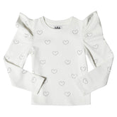 CRYSTAL HEART PUFF SLEEVE LONG SLEEVE TOP - MIA NEW YORK - LONG SLEEVE TOPS