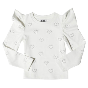 CRYSTAL HEART PUFF SLEEVE LONG SLEEVE TOP - MIA NEW YORK - LONG SLEEVE TOPS