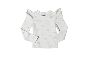 CRYSTAL HEART PUFF SLEEVE LONG SLEEVE TOP (PREORDER) - MINI DREAMERS