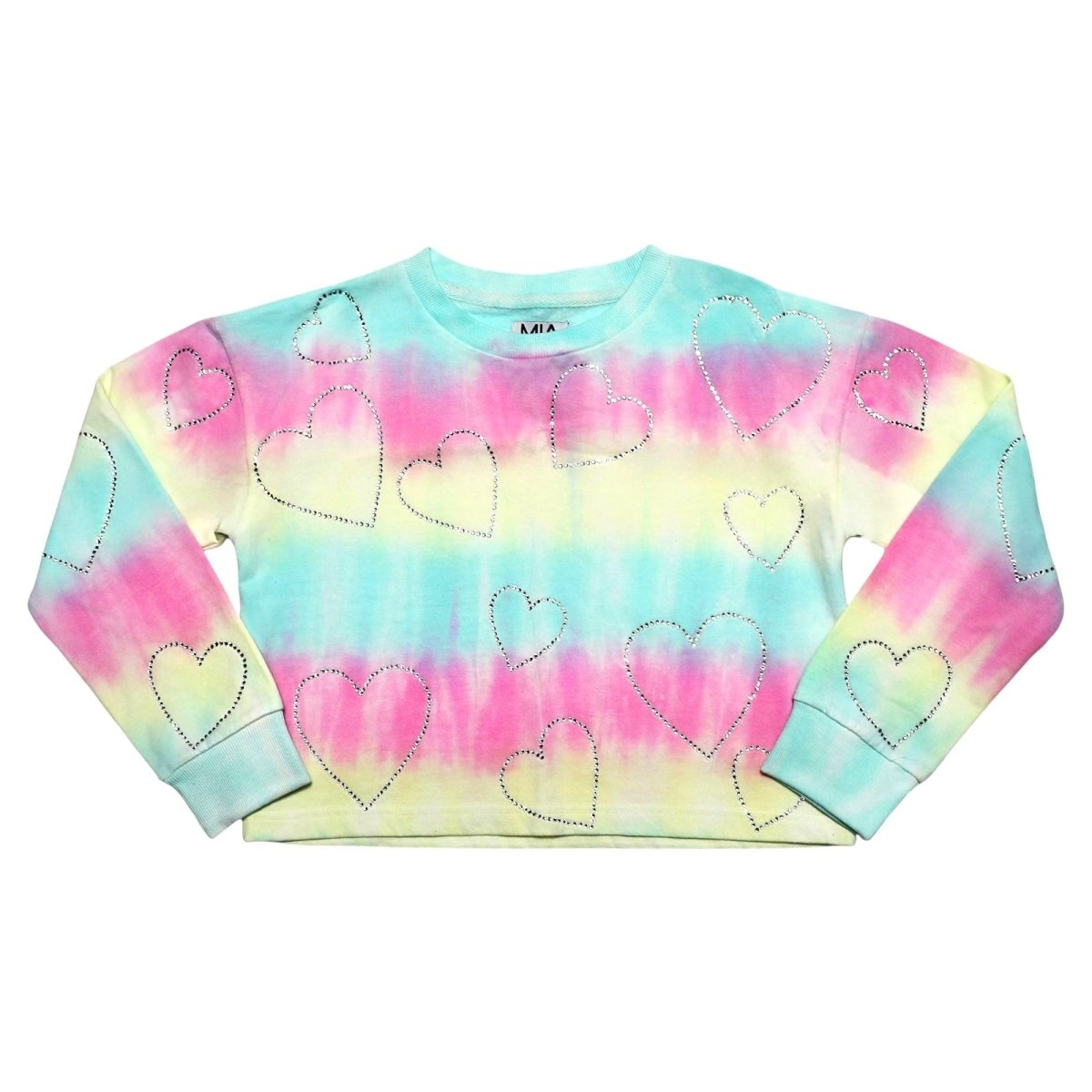 CRYSTAL HEARTS TIE DYE SWEATSHIRT (PREORDER) - MIA NEW YORK