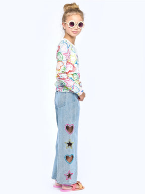 CUTOUT WIDE LEG JEANS - PANTS