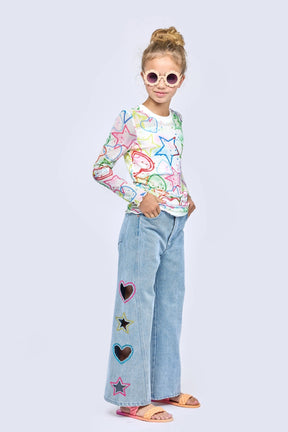 CUTOUT WIDE LEG JEANS - PANTS