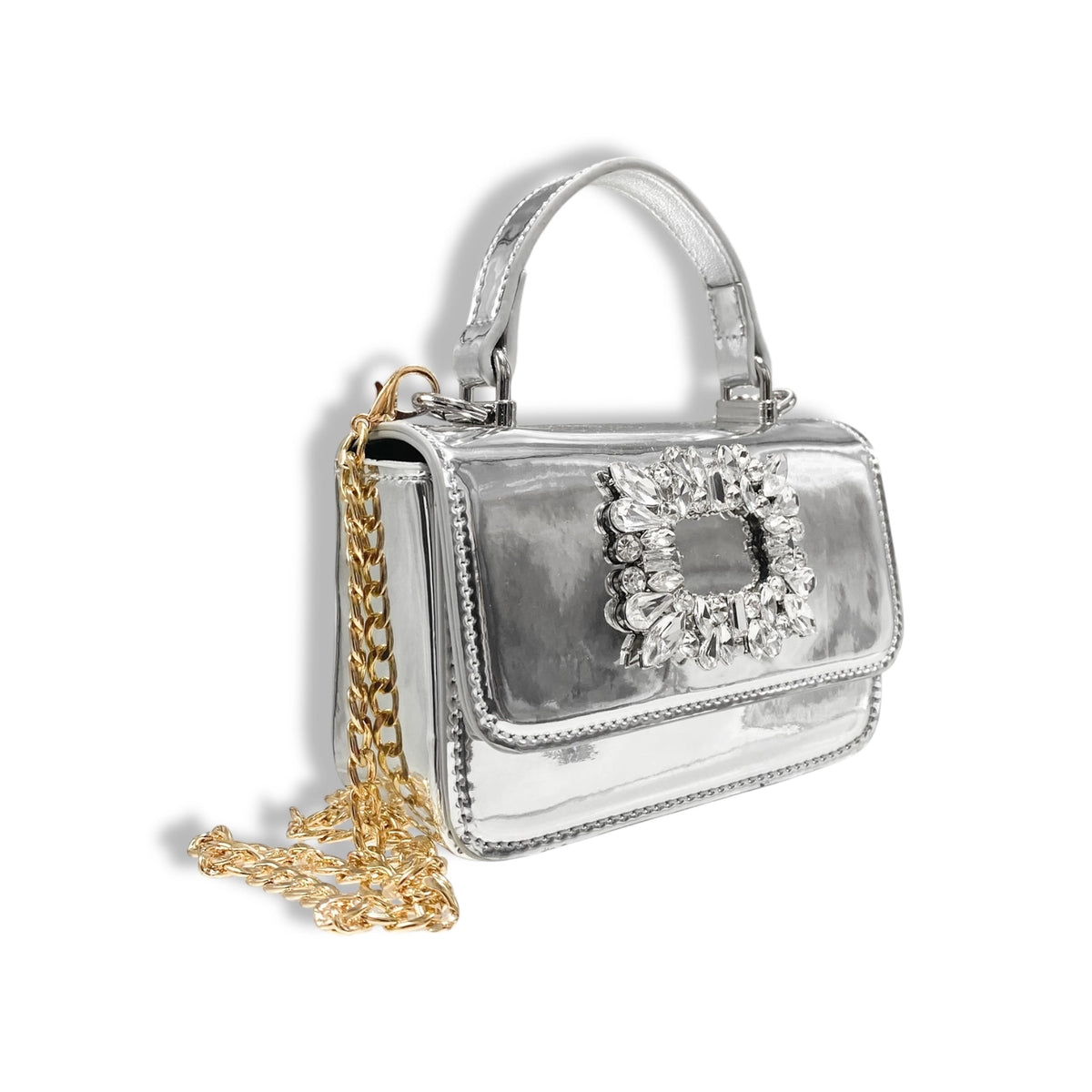 CRYSTAL BROOCH PATENT PURSE