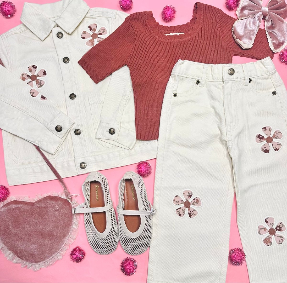DAISY PATCHES STRAIGHT LEG DENIM PANTS - RYLEE + CRU