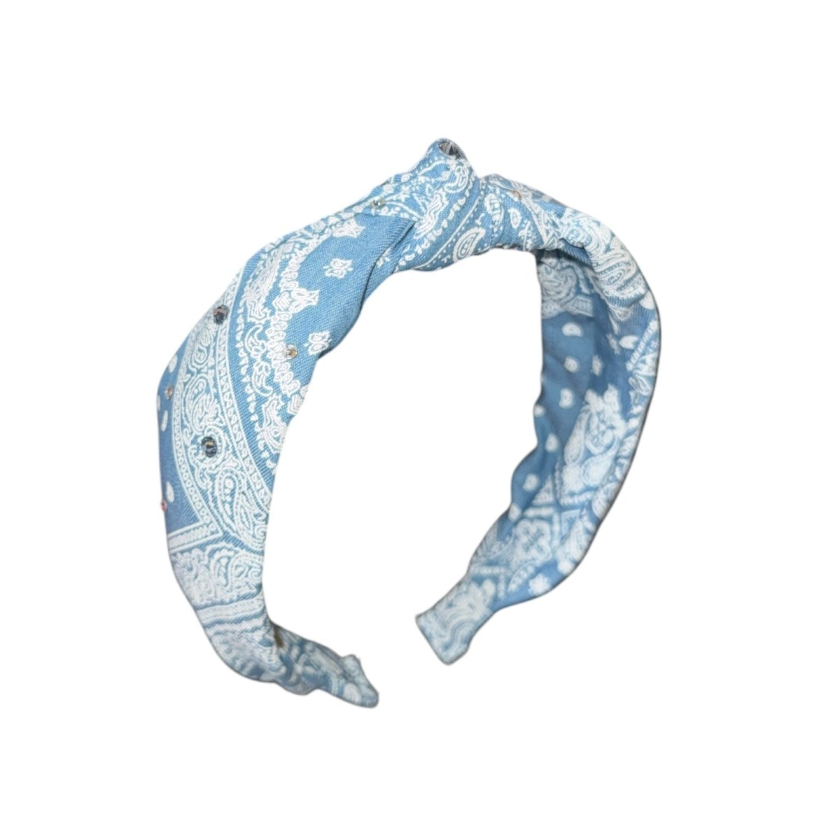 DENIM CRYSTAL BANDANA KNOT HEADBAND - BARI LYNN - HEADBANDS
