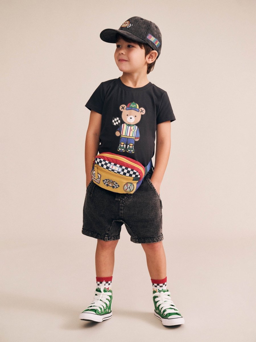 DENIM GUSSET SHORTS - HUXBABY