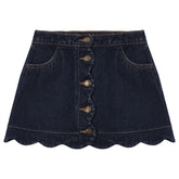 DENIM SCALLOP MINI SKIRT - RYLEE + CRU - SKIRTS