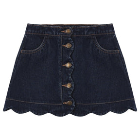 DENIM SCALLOP MINI SKIRT - RYLEE + CRU - SKIRTS