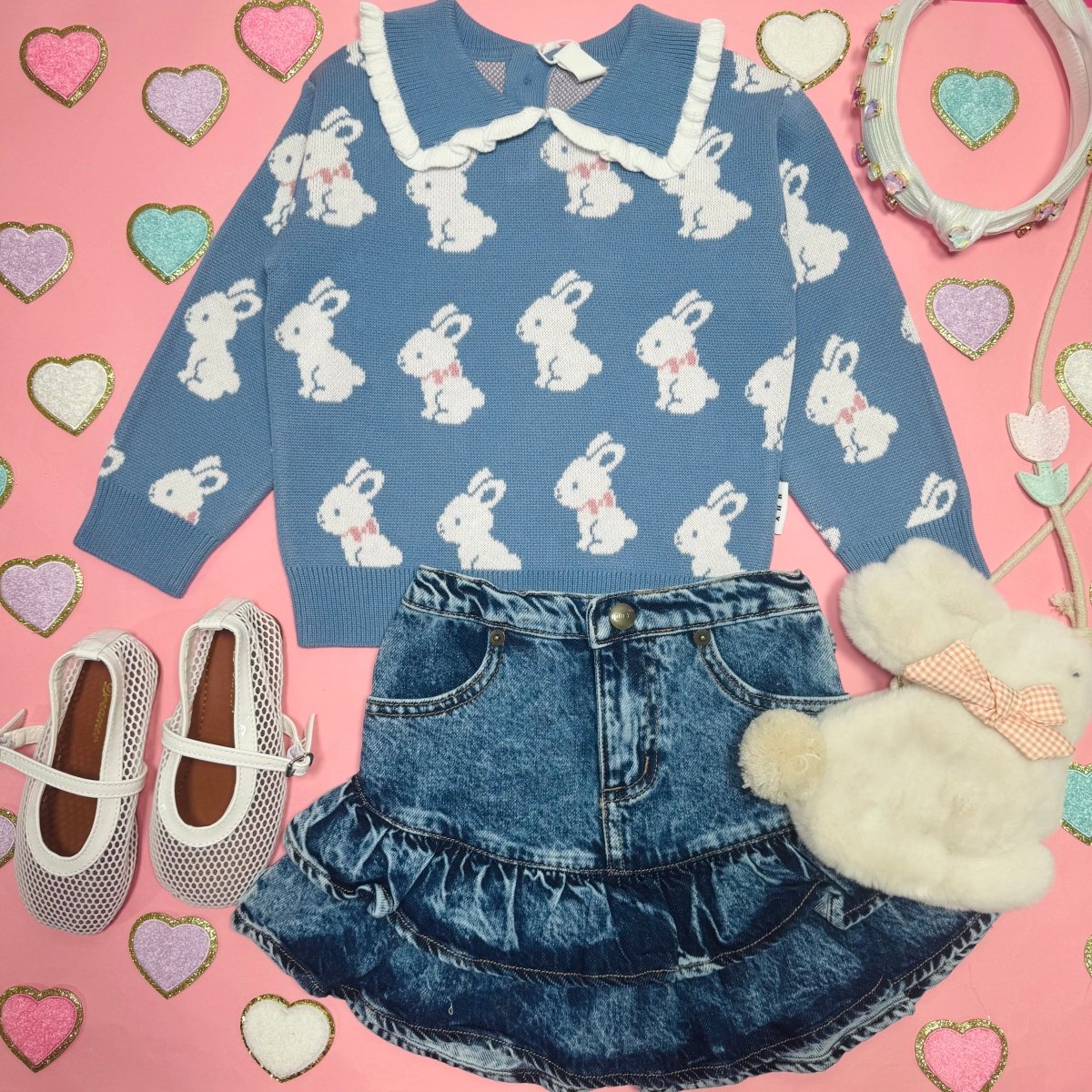 DREAMY DENIM TIERED RUFFLE SKIRT - HUXBABY