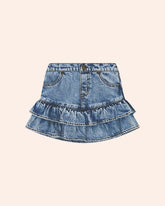 DREAMY DENIM TIERED RUFFLE SKIRT  (PREORDER) - SKIRTS