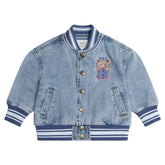 DREAMY DENIM VARSITY BOMBER JACKET - JACKETS