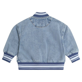 DREAMY DENIM VARSITY BOMBER JACKET - JACKETS