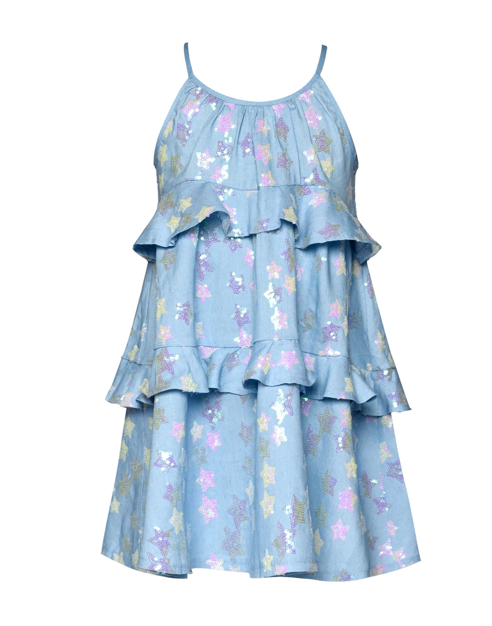 STAR SEQUIN RUFFLE DRESS