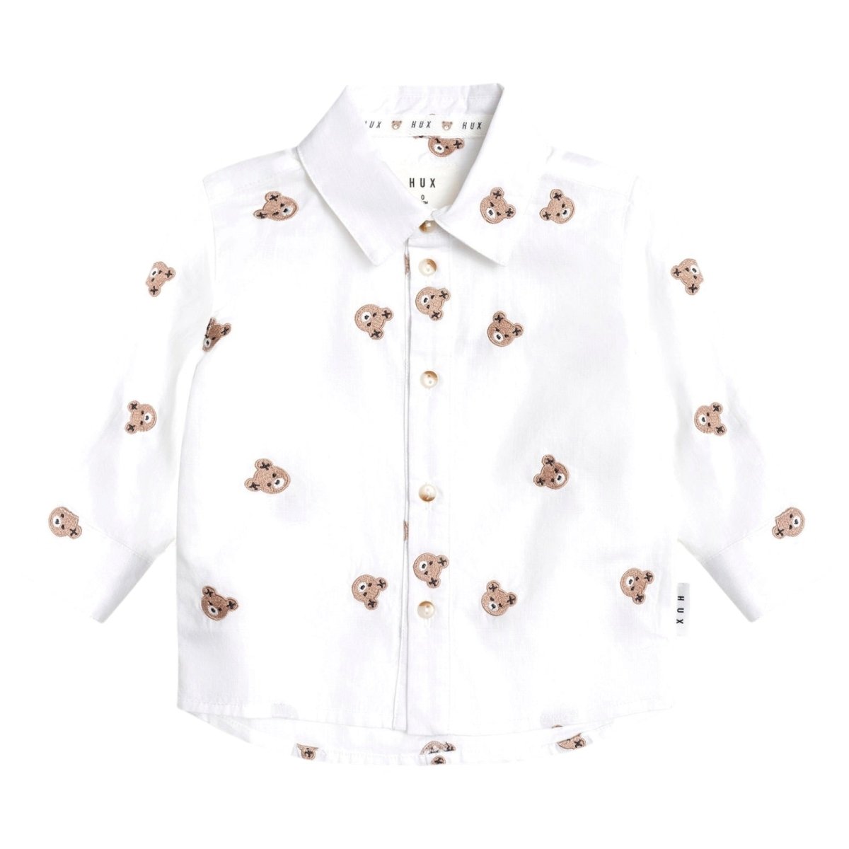 EMBROIDERED ALL OVER HUX BUTTON DOWN TOP (PREORDER) - HUXBABY