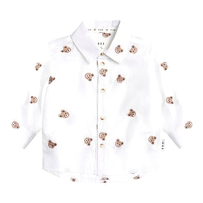 EMBROIDERED ALL OVER HUX BUTTON DOWN TOP (PREORDER) - HUXBABY