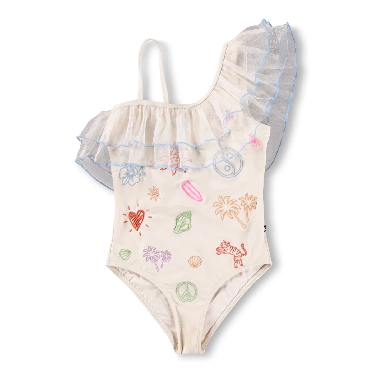 EMBROIDERED DOODLES NILLA RUFFLE ONE SIDED ONE PIECE SWIMSUIT (PREORDER) - MOLO
