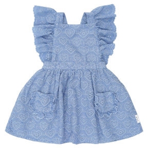EMBROIDERED HEARTS FRILL DRESS - HUXBABY