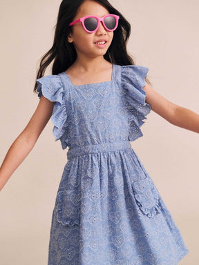 EMBROIDERED HEARTS FRILL DRESS - HUXBABY