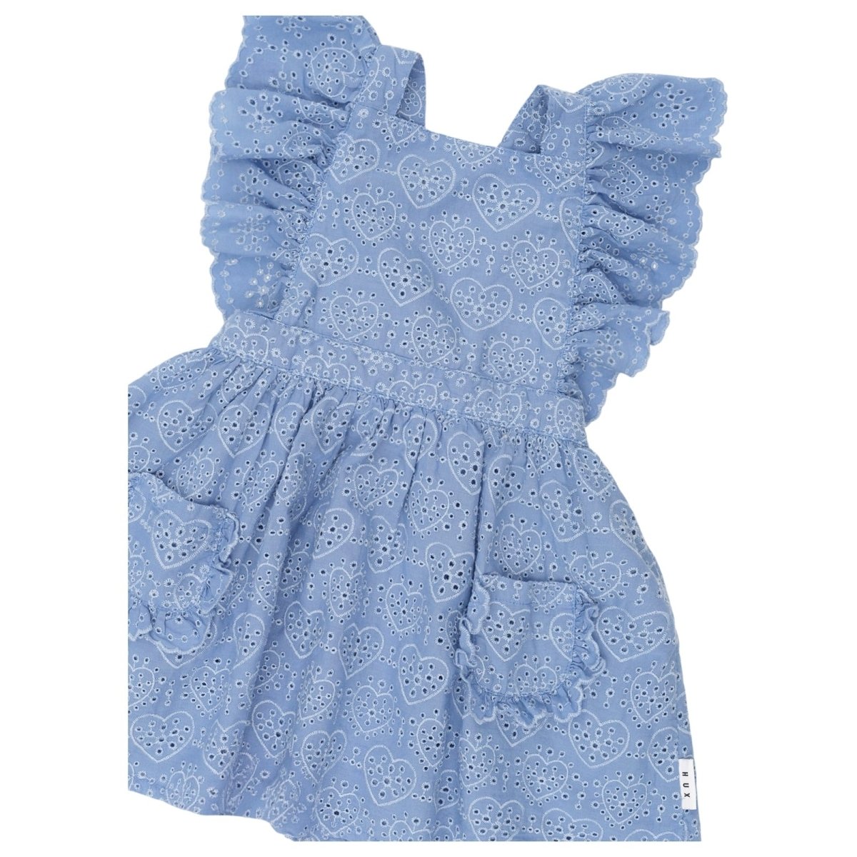 EMBROIDERED HEARTS FRILL DRESS - HUXBABY