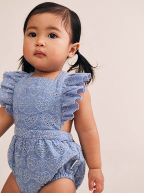EMBROIDERED HEARTS ROMPER - HUXBABY