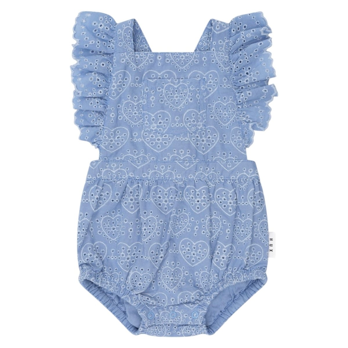 EMBROIDERED HEARTS ROMPER - HUXBABY