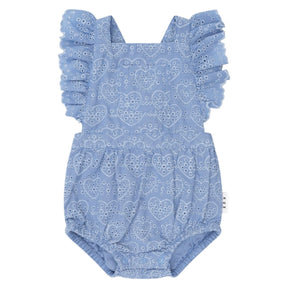 EMBROIDERED HEARTS ROMPER - HUXBABY