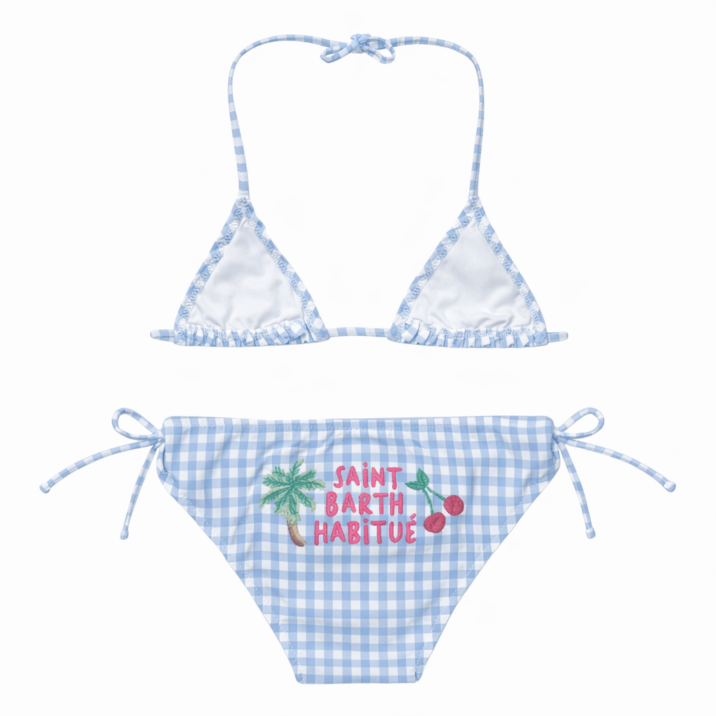 EMBROIDERED PATCH GINGHAM HOLLY TWO PIECE BIKINI - MC2 SAINT BARTH KIDS