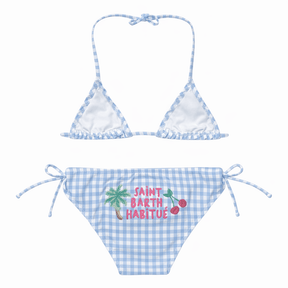 EMBROIDERED PATCH GINGHAM HOLLY TWO PIECE BIKINI - MC2 SAINT BARTH KIDS