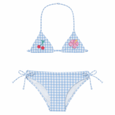 EMBROIDERED PATCH GINGHAM HOLLY TWO PIECE BIKINI - MC2 SAINT BARTH KIDS