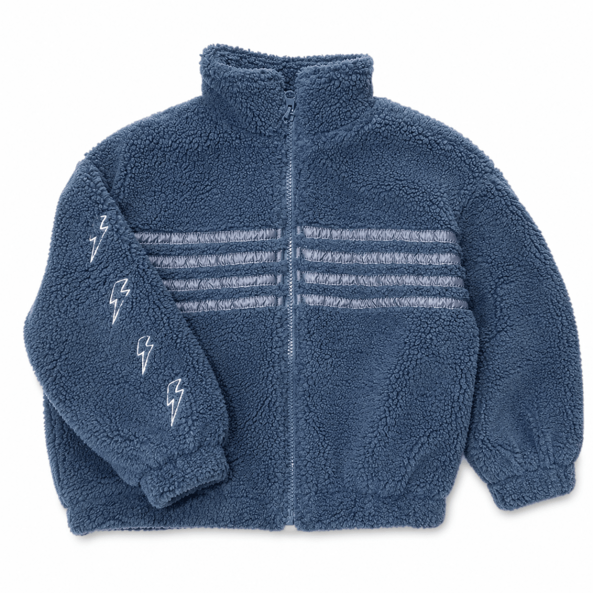 EMBROIDERED STRIPE FUZZY SHERPA JACKET - CHASER KIDS