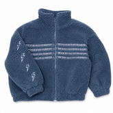 EMBROIDERED STRIPE FUZZY SHERPA JACKET - CHASER KIDS