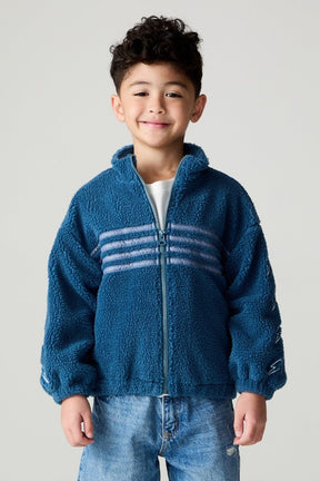 EMBROIDERED STRIPE FUZZY SHERPA JACKET (PREORDER) - CHASER KIDS - JACKETS