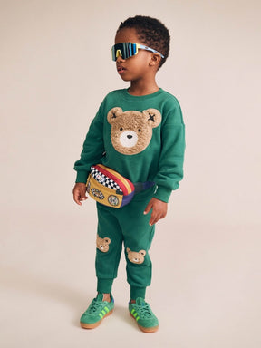 EMERALD FURRY HUXBEAR SWEATSHIRT AND SWEATPANTS SET - HUXBABY