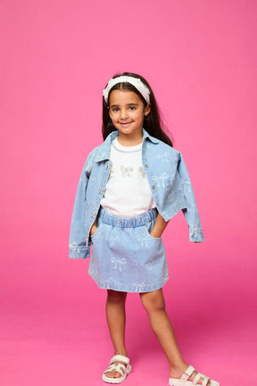 EMMA BOW DENIM SKIRT - MINI DREAMERS