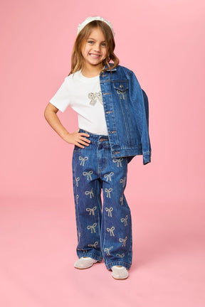 EVERLY CRYSTAL BOW JEAN JACKET - MINI DREAMERS