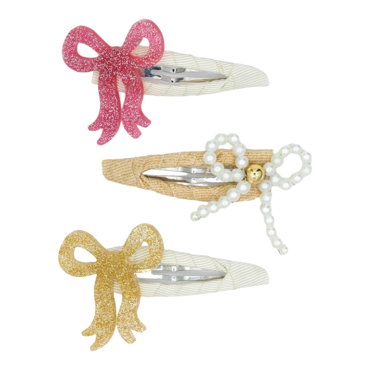 FANCY BOWS SET OF 3 SNAP CLIPS (PREORDER) - LILIES & ROSES