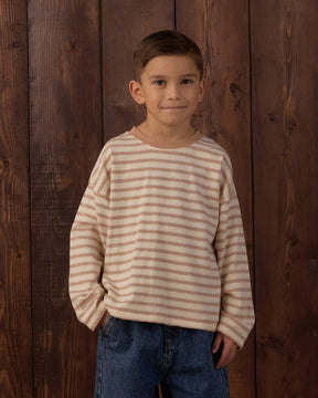FAWN STRIPE CAMDEN LONG SLEEVE TSHIRT - RYLEE + CRU - LONG SLEEVE TOPS