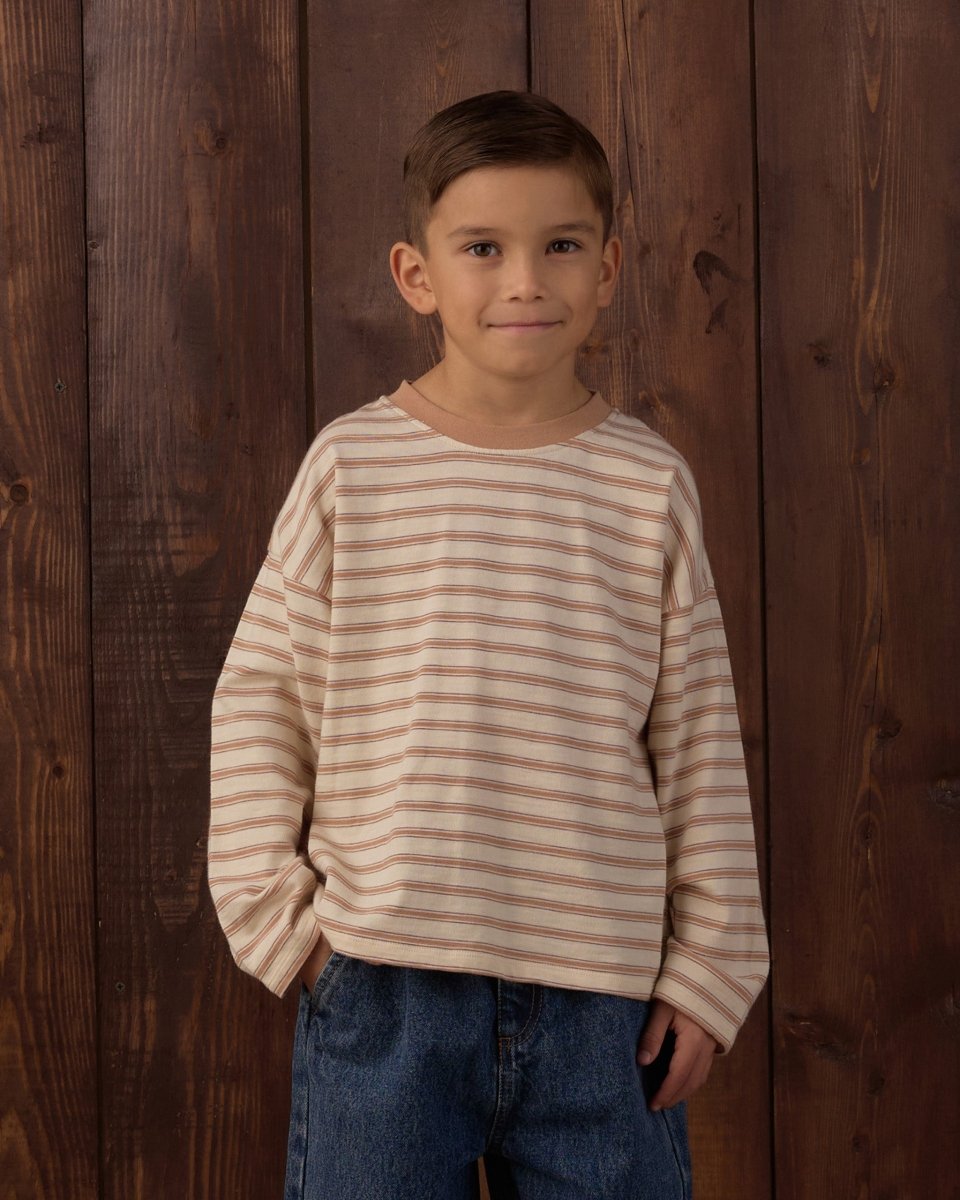FAWN STRIPE CAMDEN LONG SLEEVE TSHIRT - RYLEE + CRU