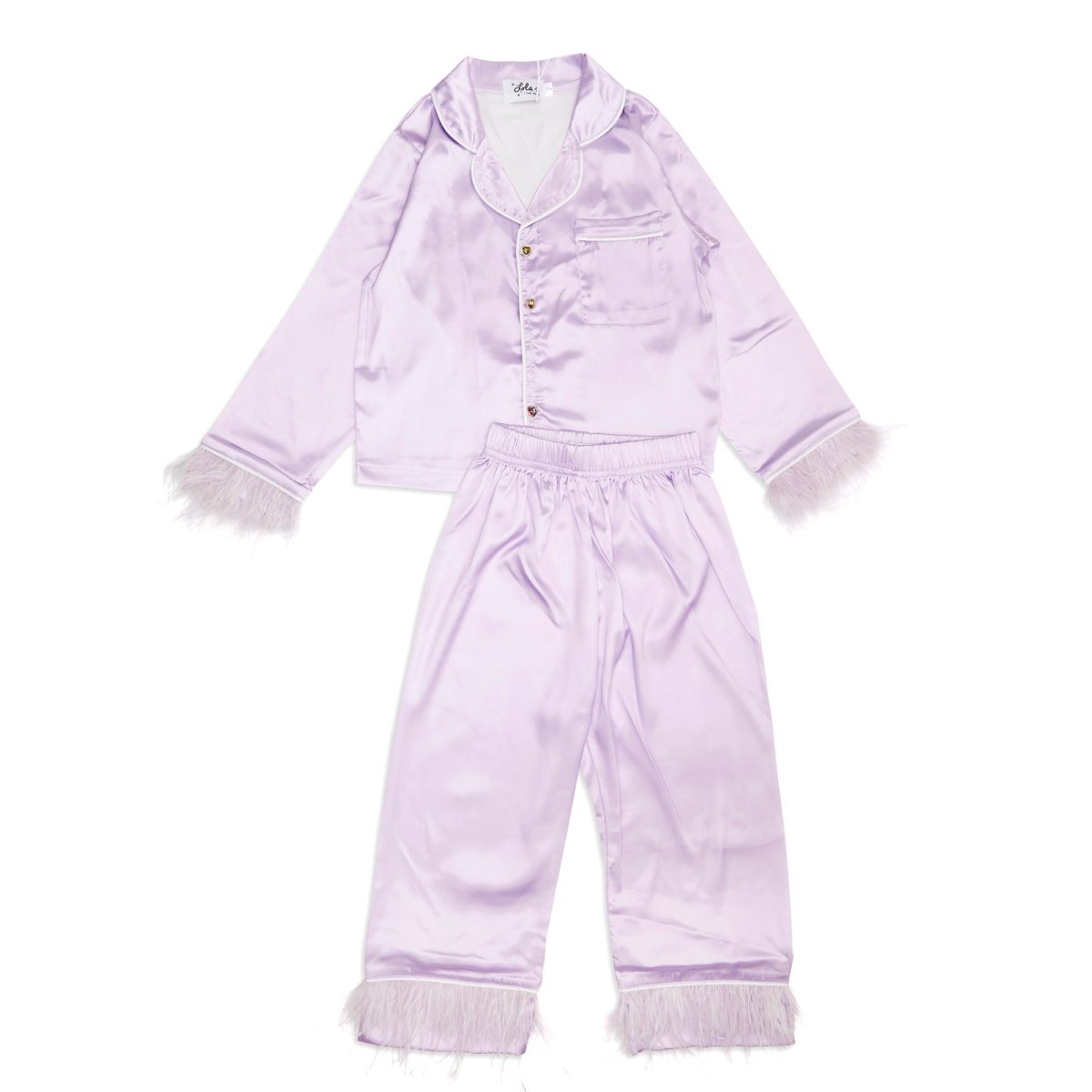 FEATHER TRIM SILK TWO PIECE SET - LOLA AND THE BOYS