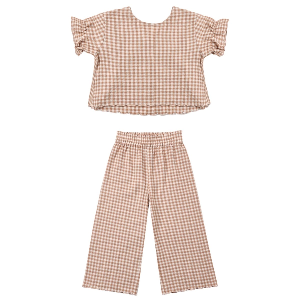 FRANCIE GINGHAM BLOUSE AND WIDE LEG PANTS SET - RYLEE + CRU - SET