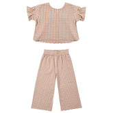 FRANCIE GINGHAM BLOUSE AND WIDE LEG PANTS SET - RYLEE + CRU - SET