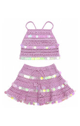 FRANKIE SEQUIN CROCHET HALTER TOP AND DEVON SKIRT SET (PREORDER) - NESSI BYRD