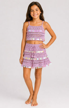 FRANKIE SEQUIN CROCHET HALTER TOP AND DEVON SKIRT SET (PREORDER) - NESSI BYRD