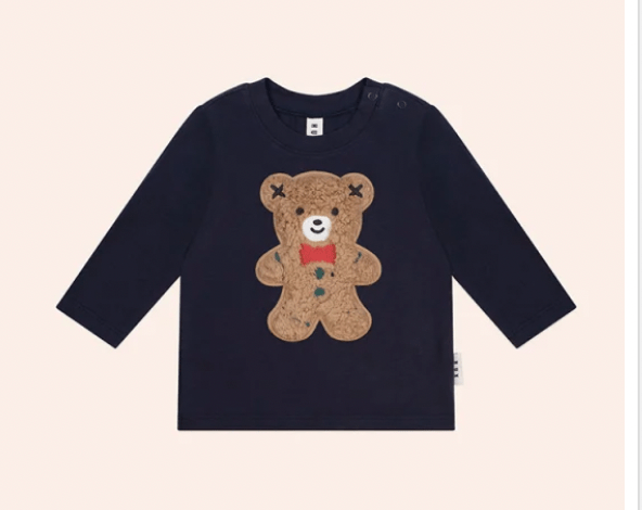 FURRY GINGERBREAD LONG SLEEVE TSHIRT (PREORDER) - HUXBABY